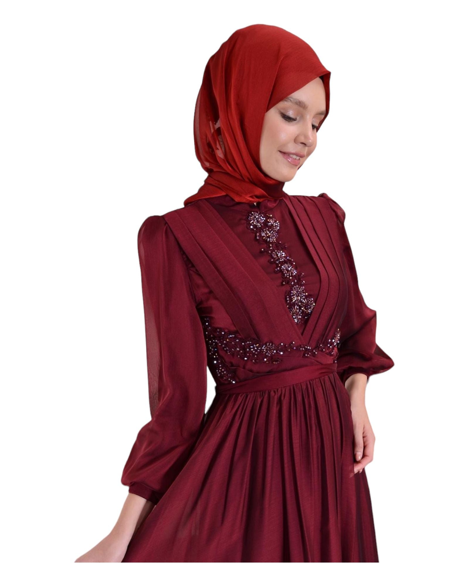 AISHA GOWN - BURGUNDY