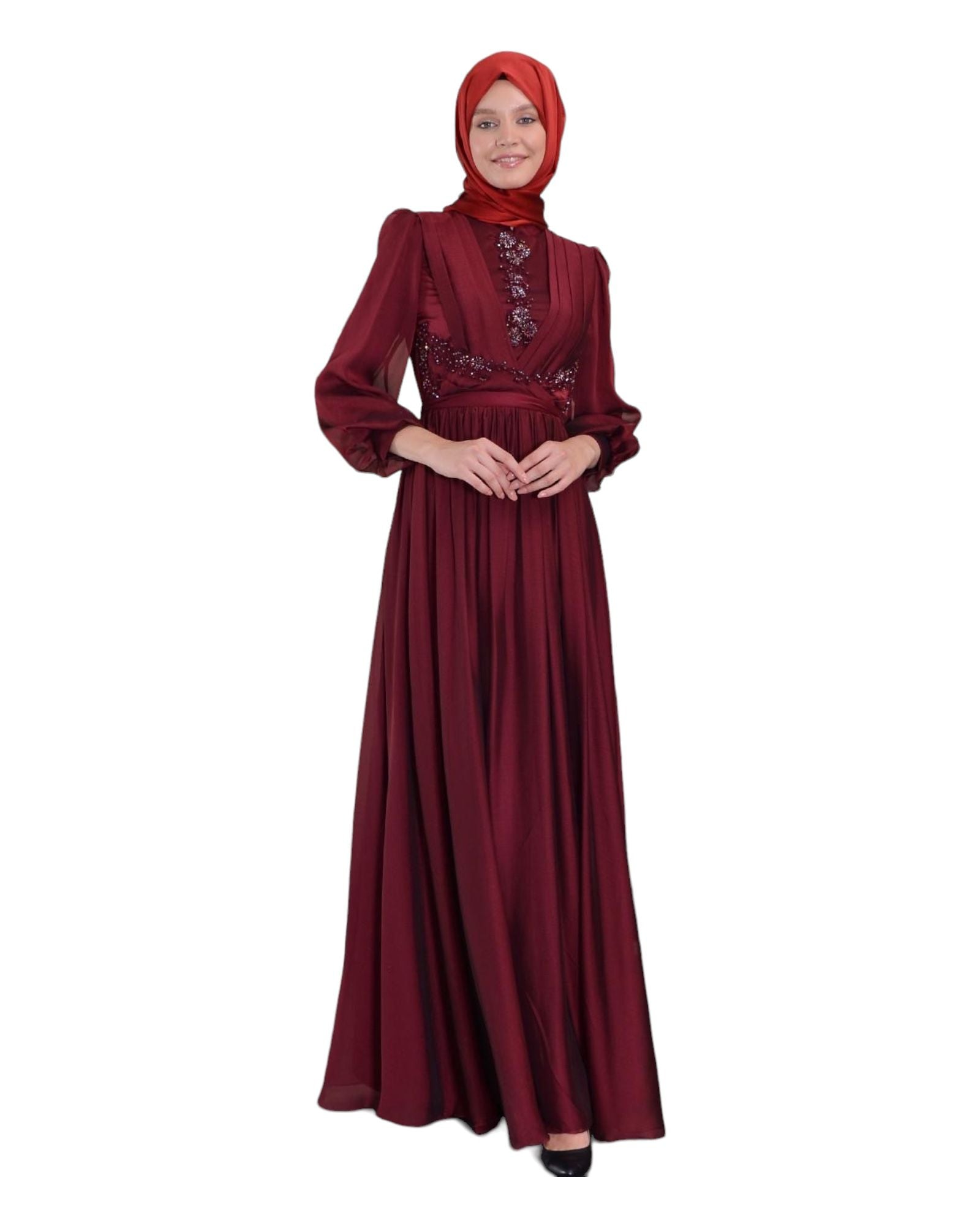 AISHA GOWN - BURGUNDY