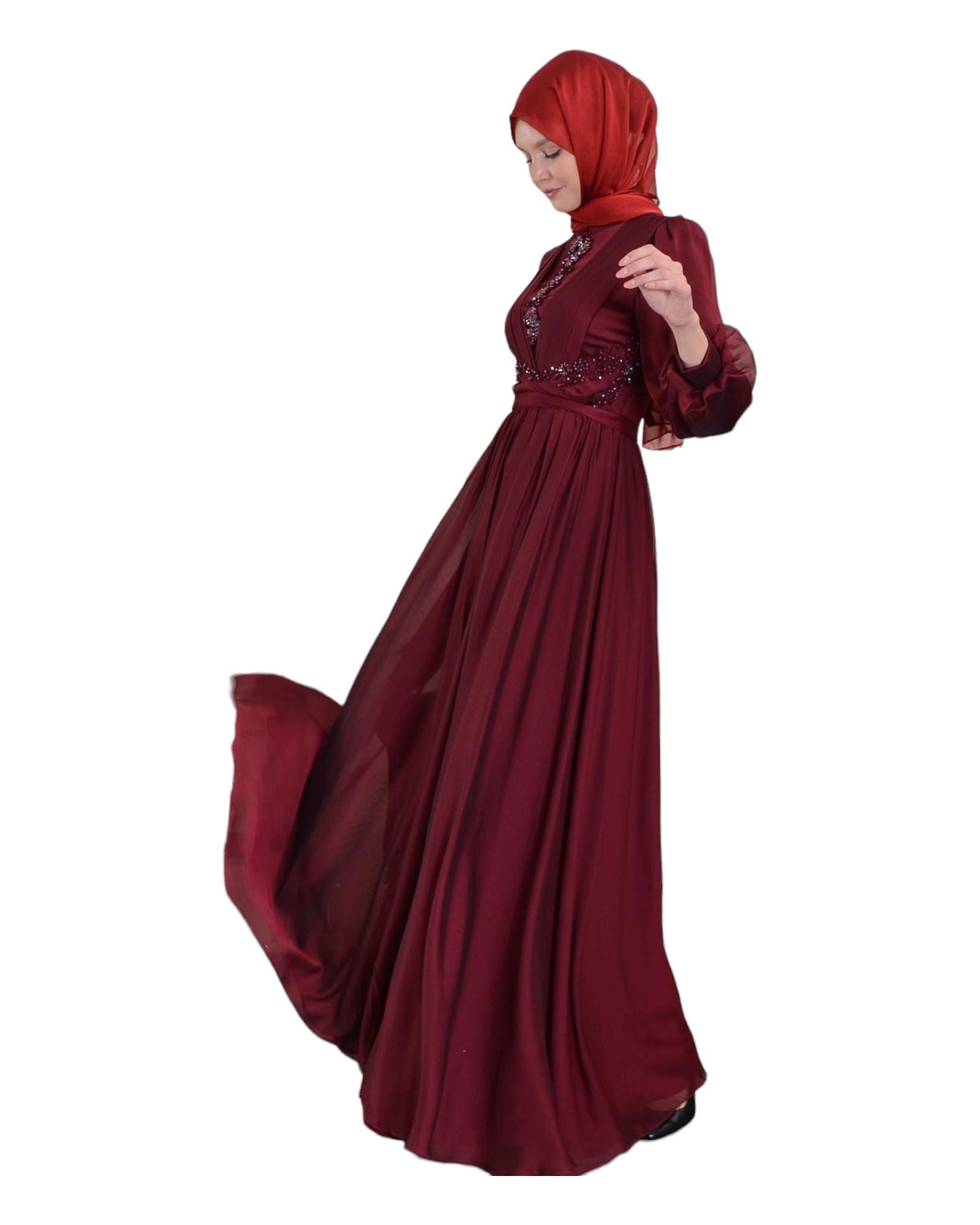 AISHA GOWN - BURGUNDY