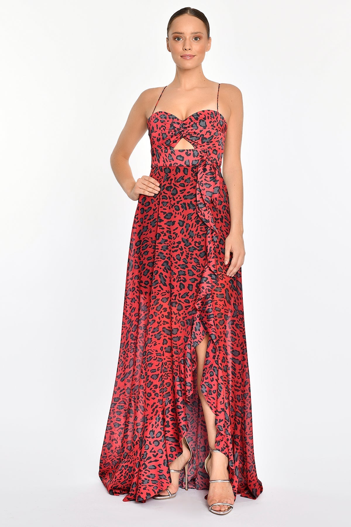 JANE LEOPARD GOWN - RED