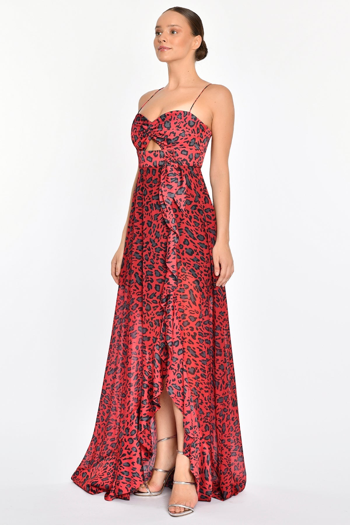 JANE LEOPARD GOWN - RED