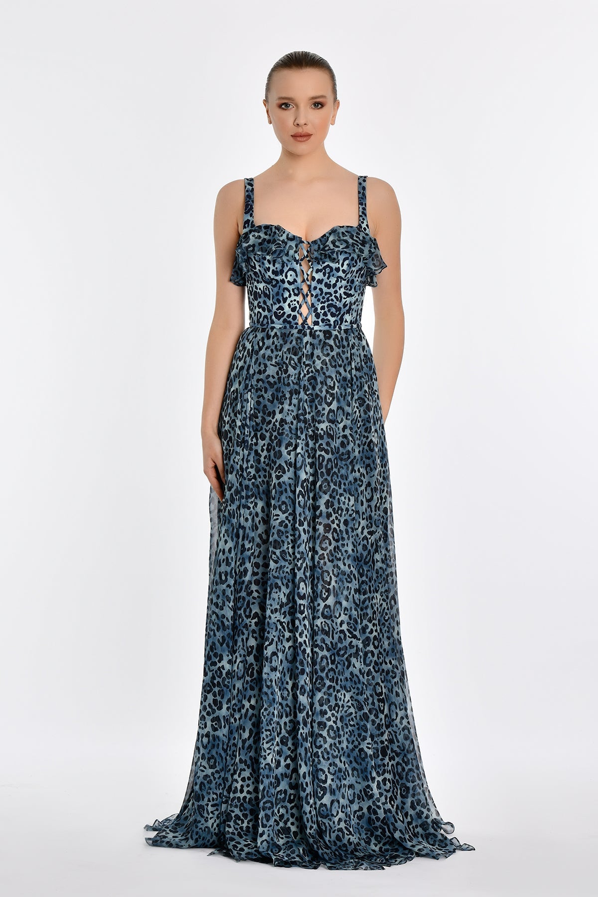 JODIE LEOPARD GOWN - GREY