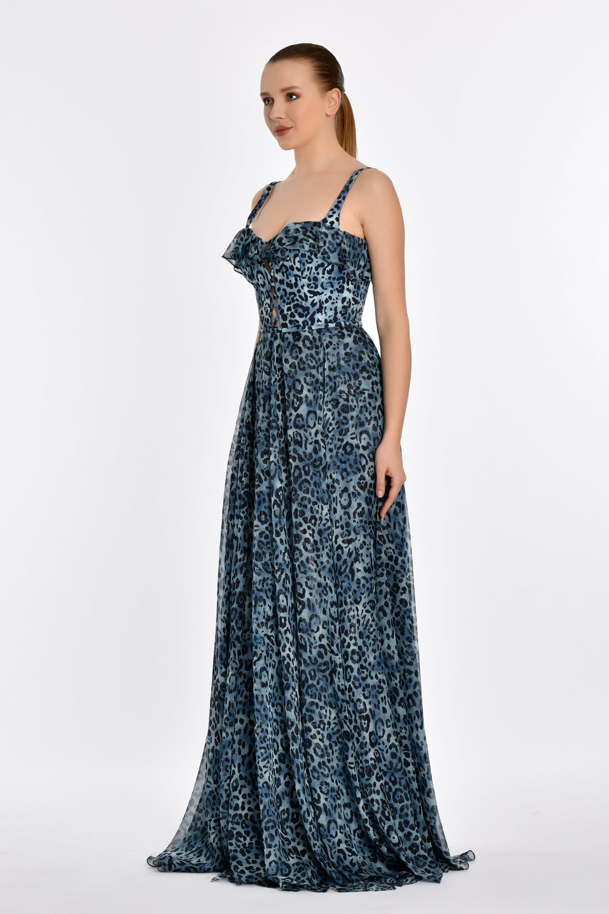 JODIE LEOPARD GOWN - GREY