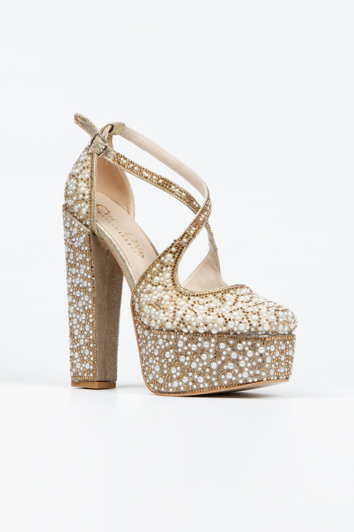 PRAG SHOE - GOLD PEARLS