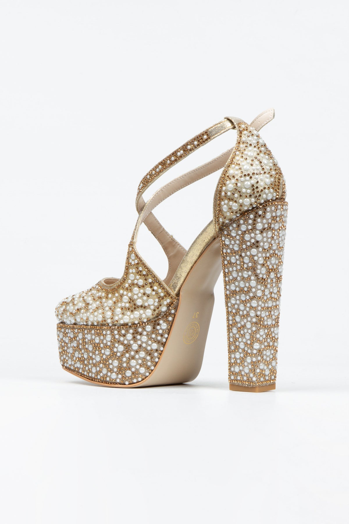 PRAG SHOE - GOLD PEARLS