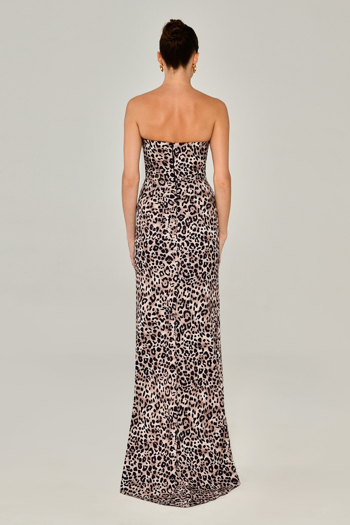 CARLA STRAPLESS GOWN - LEOPARD