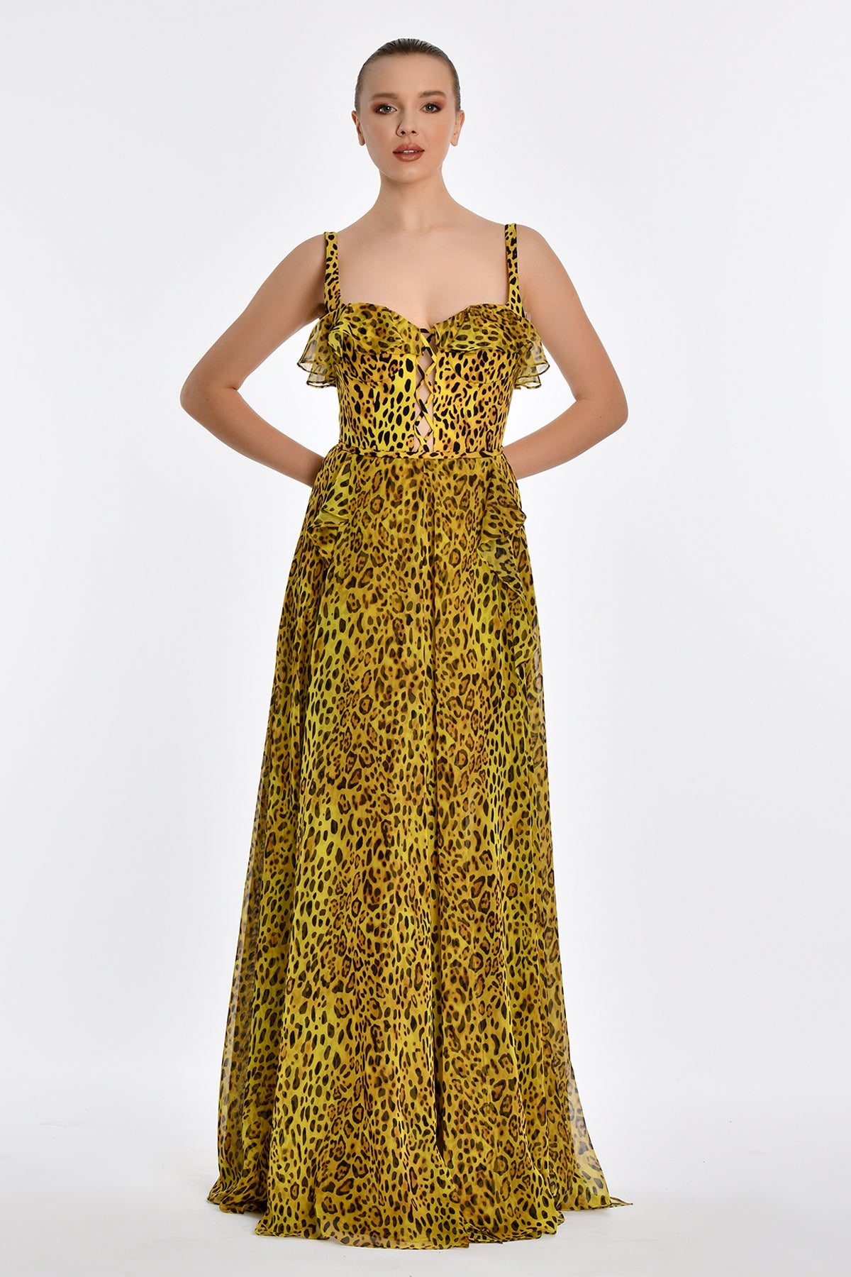 JODIE LEOPARD GOWN - YELLOW