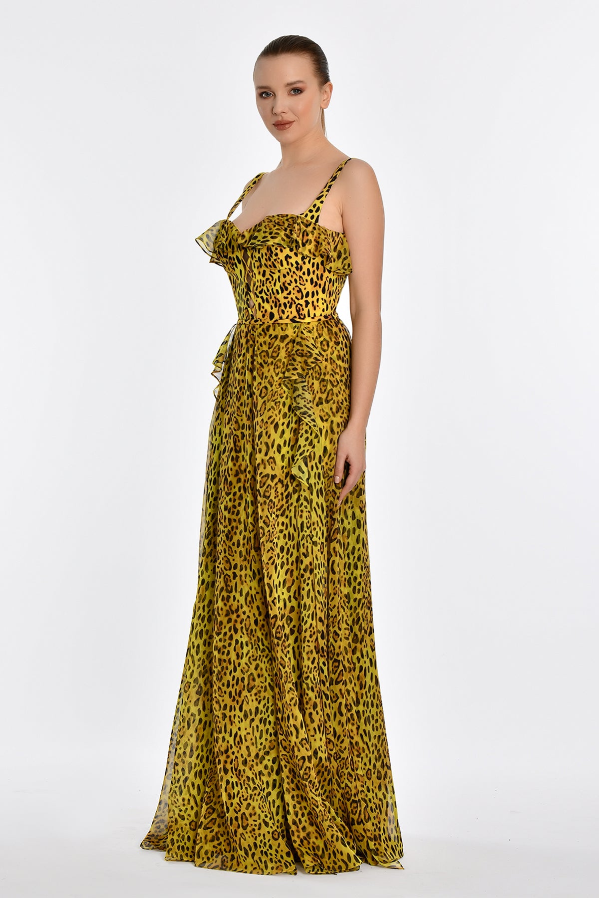 JODIE LEOPARD GOWN - YELLOW