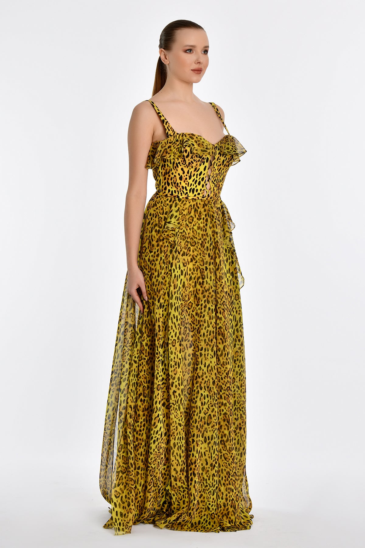 JODIE LEOPARD GOWN - YELLOW